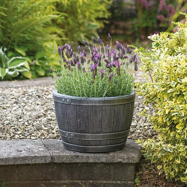 Blenheim Half Barrel Planter 61cm Pewter 1 Blenheim Half Barrel Planter 61cm Pewter
