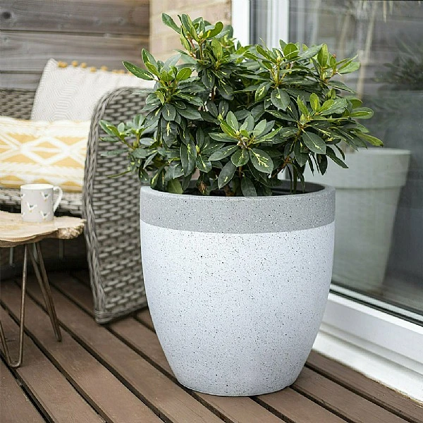 Apta Granito Two Tone White Rim Grey Body Planter 2 Apta Granito Two Tone White Rim Grey Body Planter - Image 2
